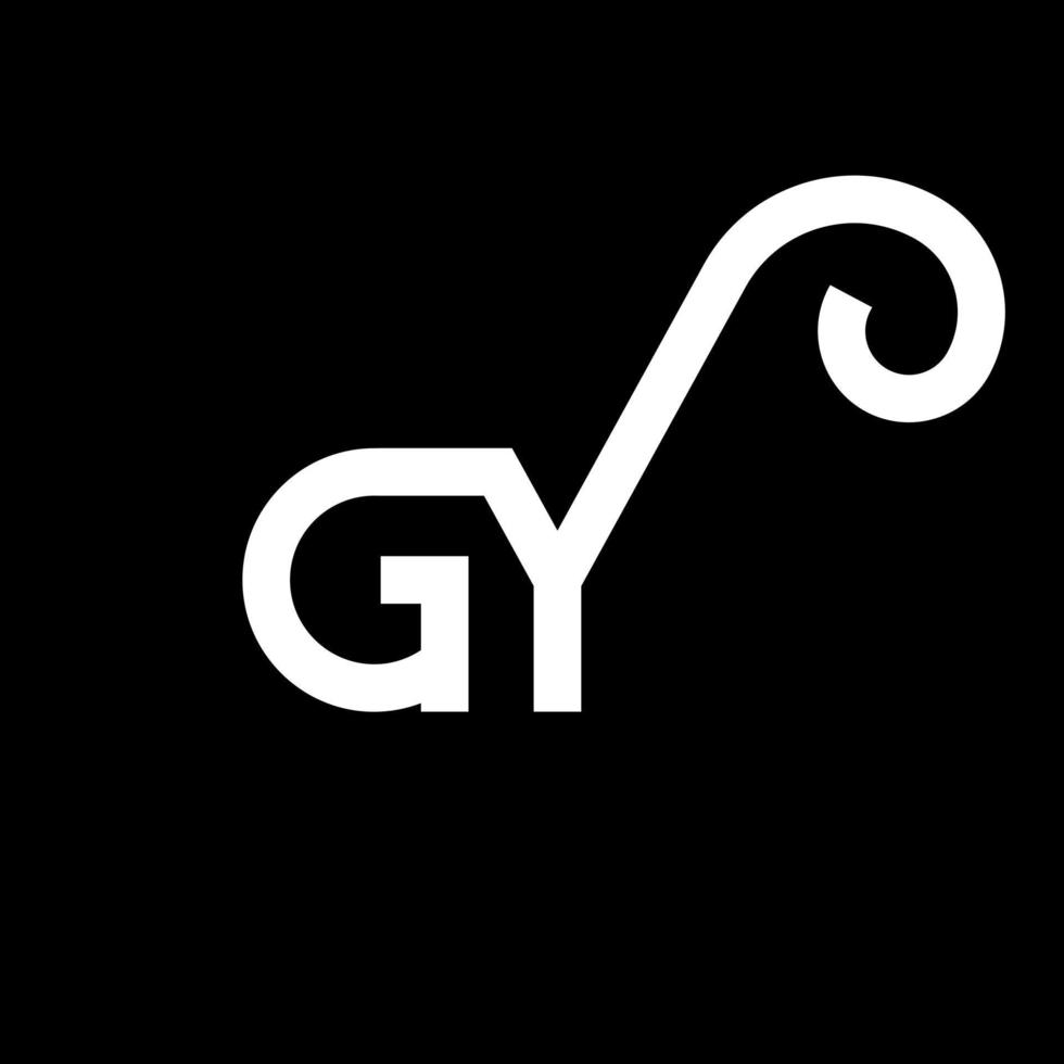 diseño de logotipo de letra gy sobre fondo negro. concepto de logotipo de letra de iniciales creativas gy. diseño de letras gy. gy diseño de letras blancas sobre fondo negro. logotipo de gy, gy vector