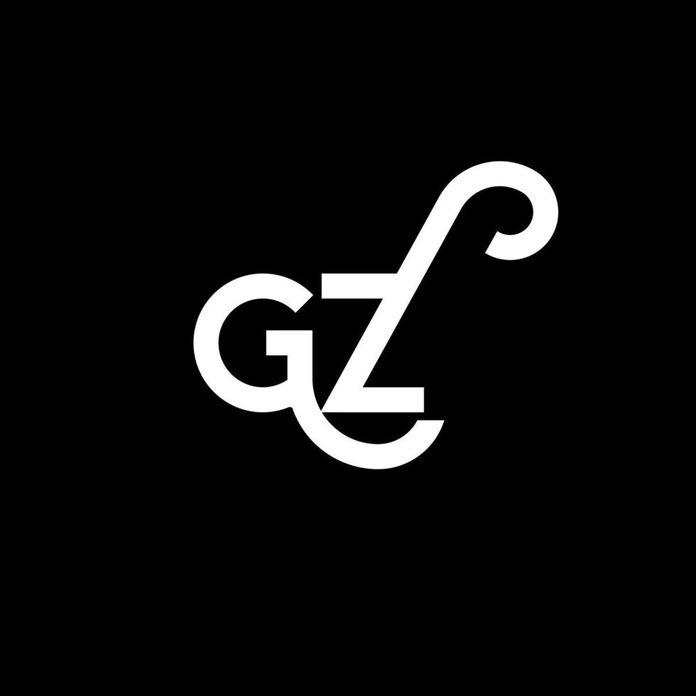 GZ letter logo design on black background. GZ creative initials letter logo concept. gz letter design. GZ white letter design on black background. G Z, g z logo vector