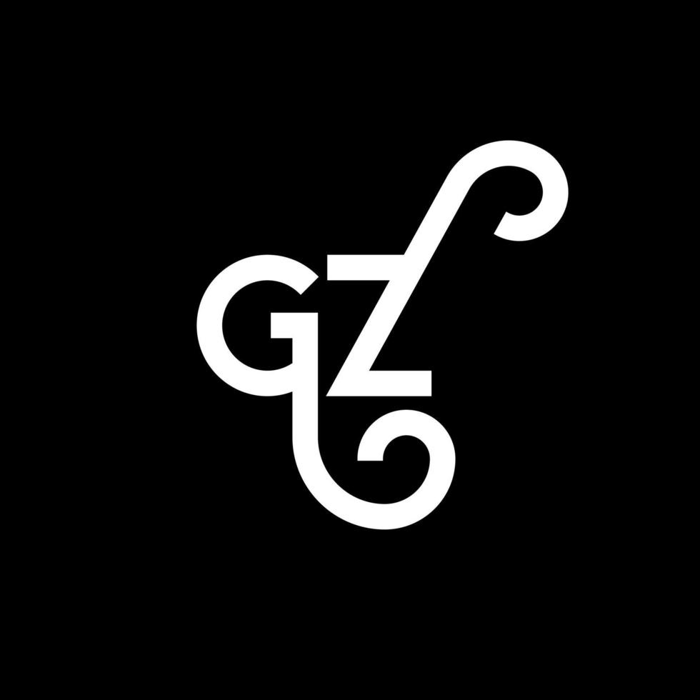 diseño de logotipo de letra gz sobre fondo negro. concepto de logotipo de letra inicial creativa gz. diseño de letras gz. gz diseño de letras blancas sobre fondo negro. gz, logotipo de gz vector