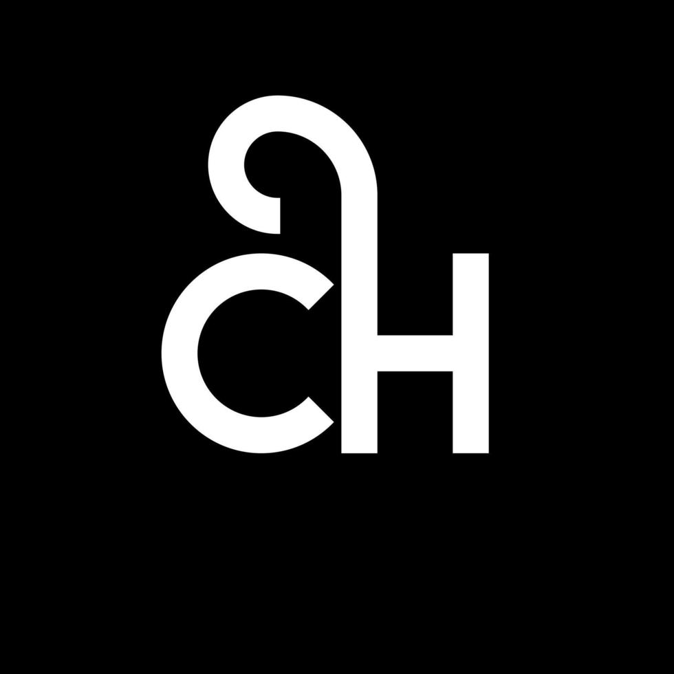 diseño del logotipo de la letra ch sobre fondo negro. ch creative iniciales carta logo concepto. diseño de letra ch. ch diseño de letras blancas sobre fondo negro. ch, logotipo de ch vector