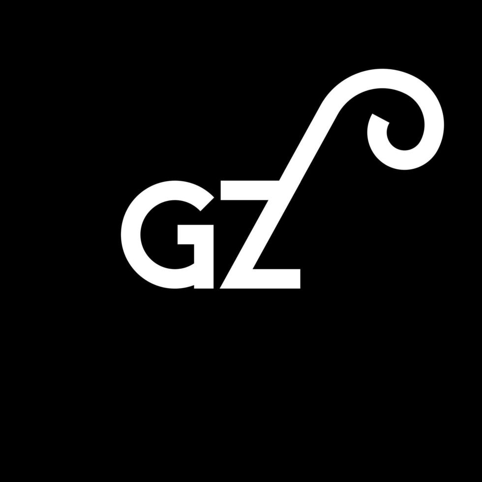 GZ letter logo design on black background. GZ creative initials letter logo concept. gz letter design. GZ white letter design on black background. G Z, g z logo vector