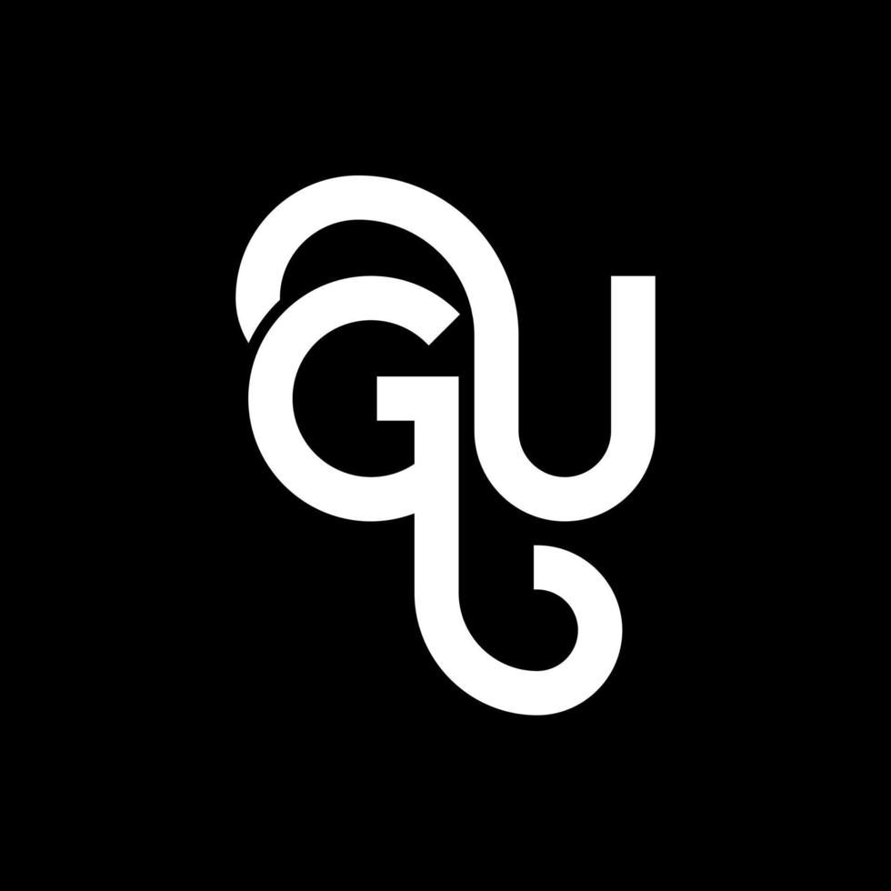 GU letter logo design on black background. GU creative initials letter logo concept. gu letter design. GU white letter design on black background. G U, g u logo vector