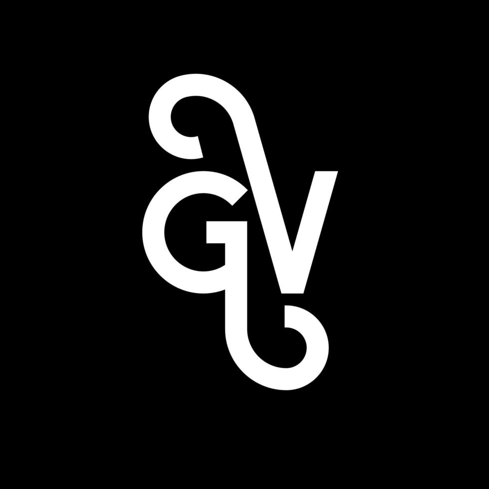 diseño de logotipo de letra gv sobre fondo negro. concepto de logotipo de letra de iniciales creativas gv. diseño de letra gv. gv diseño de letras blancas sobre fondo negro. gv, logotipo de gv vector