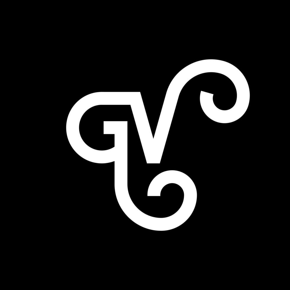 diseño de logotipo de letra gv sobre fondo negro. concepto de logotipo de letra de iniciales creativas gv. diseño de letra gv. gv diseño de letras blancas sobre fondo negro. gv, logotipo de gv vector