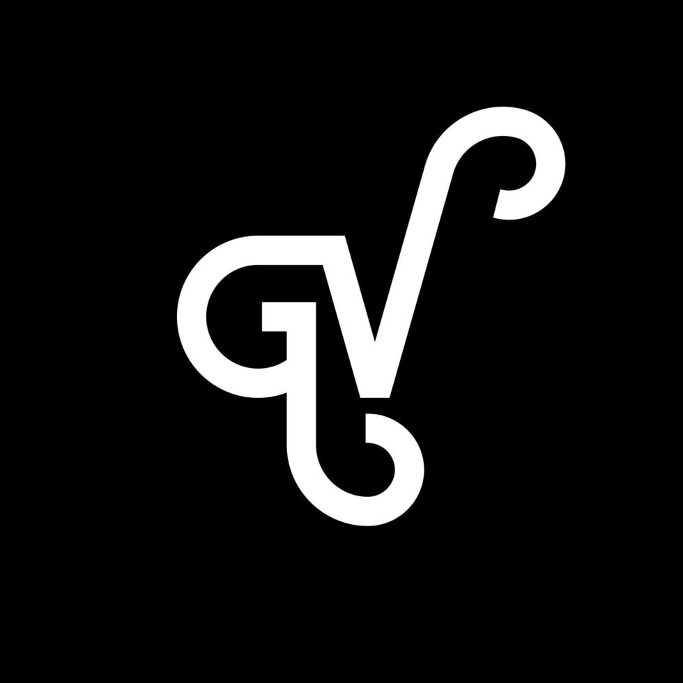 diseño de logotipo de letra gv sobre fondo negro. concepto de logotipo de letra de iniciales creativas gv. diseño de letra gv. gv diseño de letras blancas sobre fondo negro. gv, logotipo de gv vector