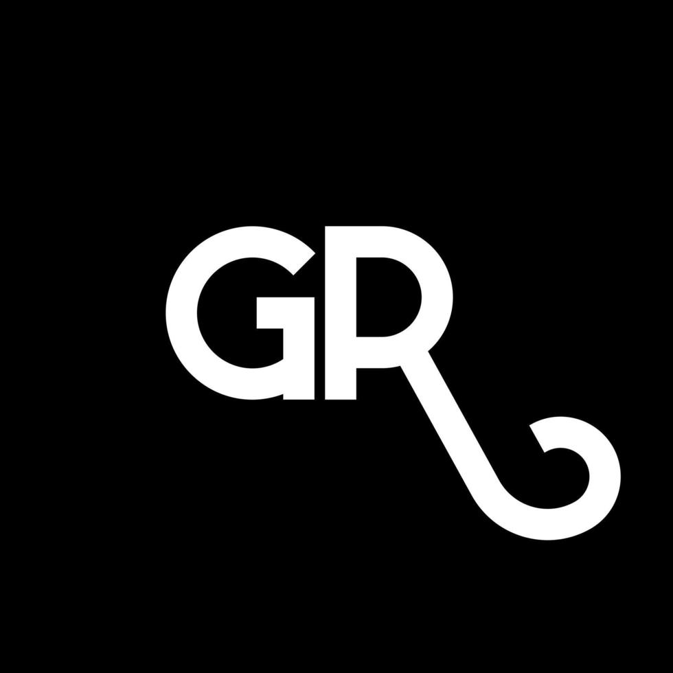 GR letter logo design on black background. GR creative initials letter logo concept. gr letter design. GR white letter design on black background. G R, g r logo vector