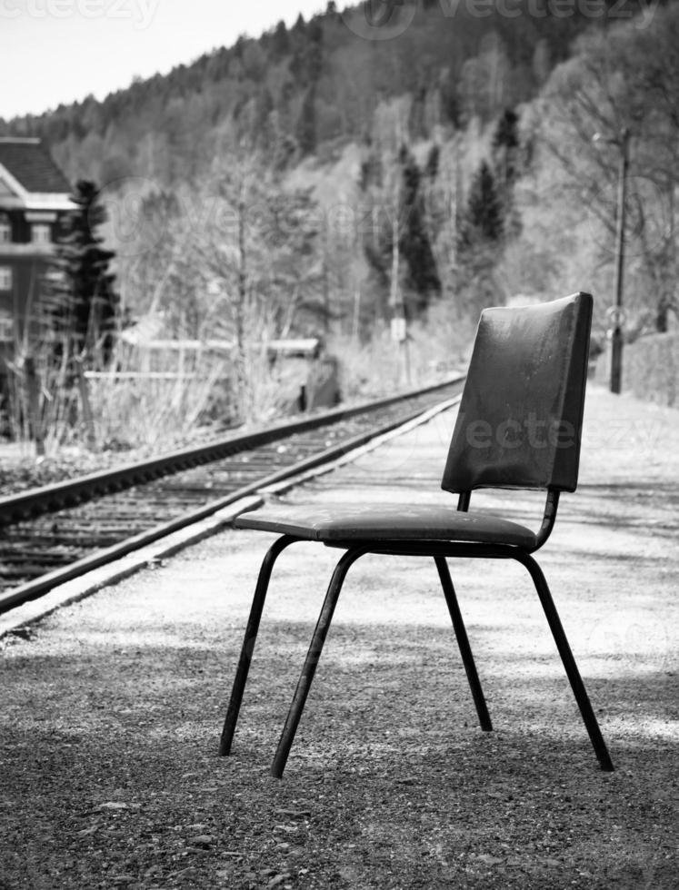 chair on a rail track photo