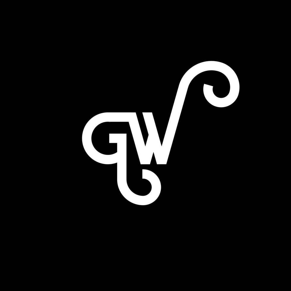 diseño de logotipo de letra gw sobre fondo negro. concepto de logotipo de letra de iniciales creativas gw. diseño de letra gw. gw diseño de letras blancas sobre fondo negro. gw, logotipo de gw vector