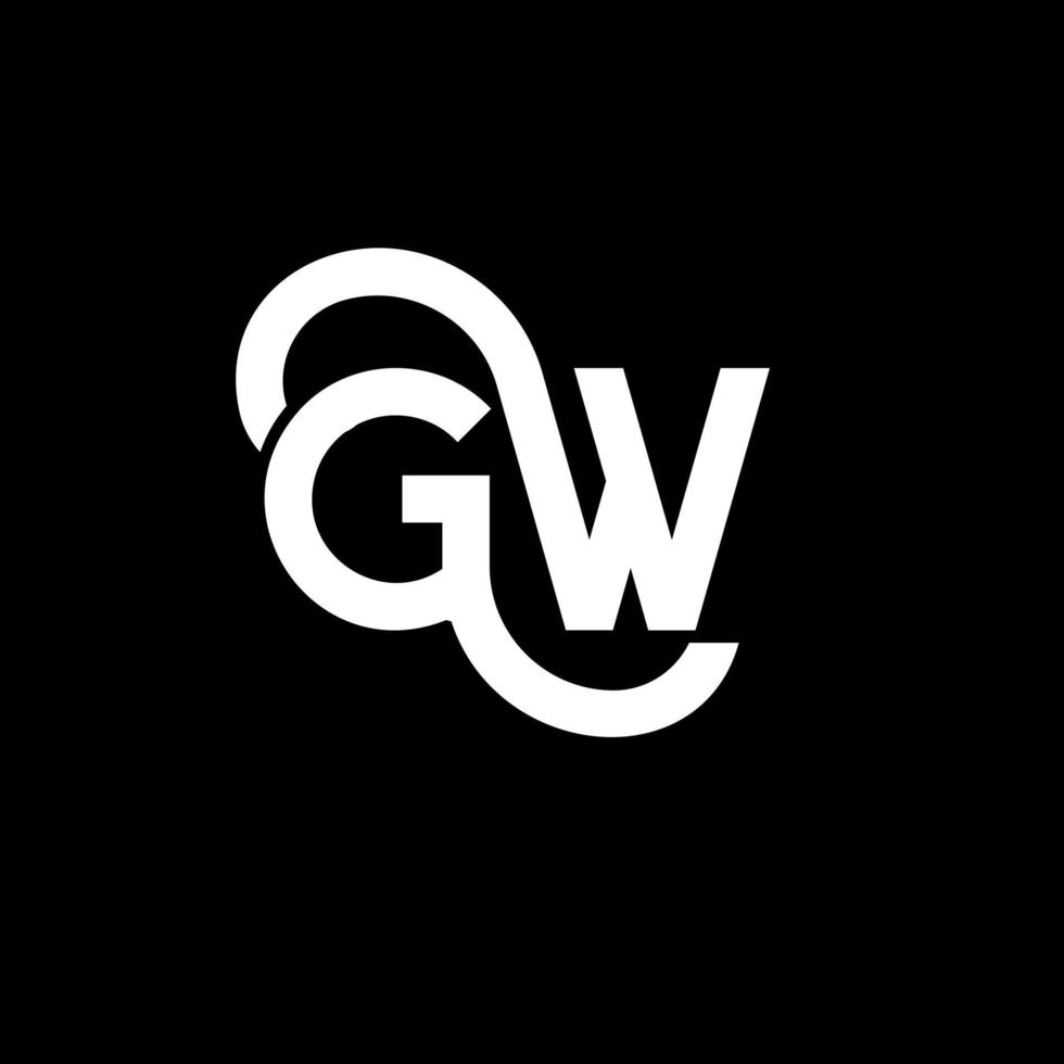 diseño de logotipo de letra gw sobre fondo negro. concepto de logotipo de letra de iniciales creativas gw. diseño de letra gw. gw diseño de letras blancas sobre fondo negro. gw, logotipo de gw vector