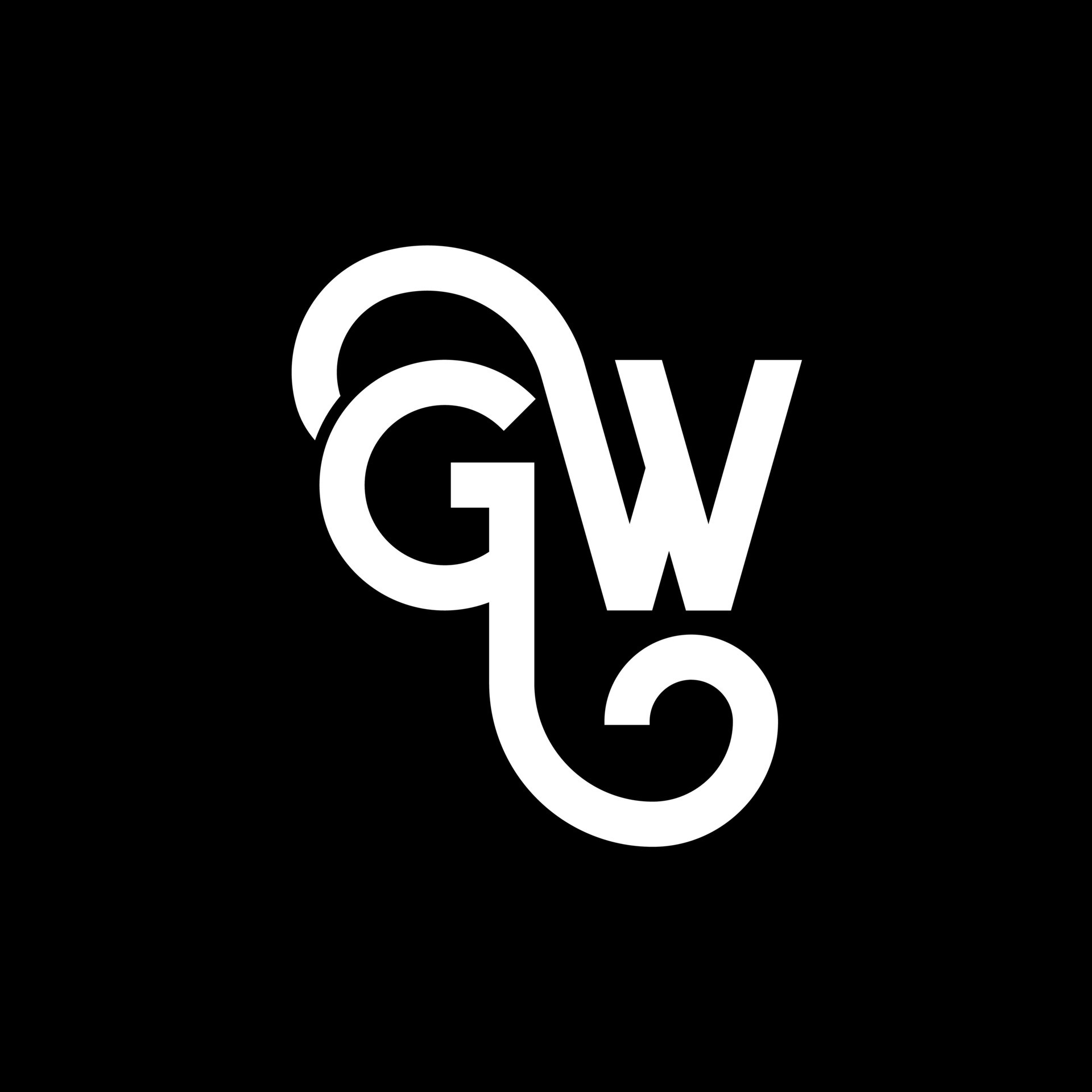 GW letter logo design on black background GW creative initials letter