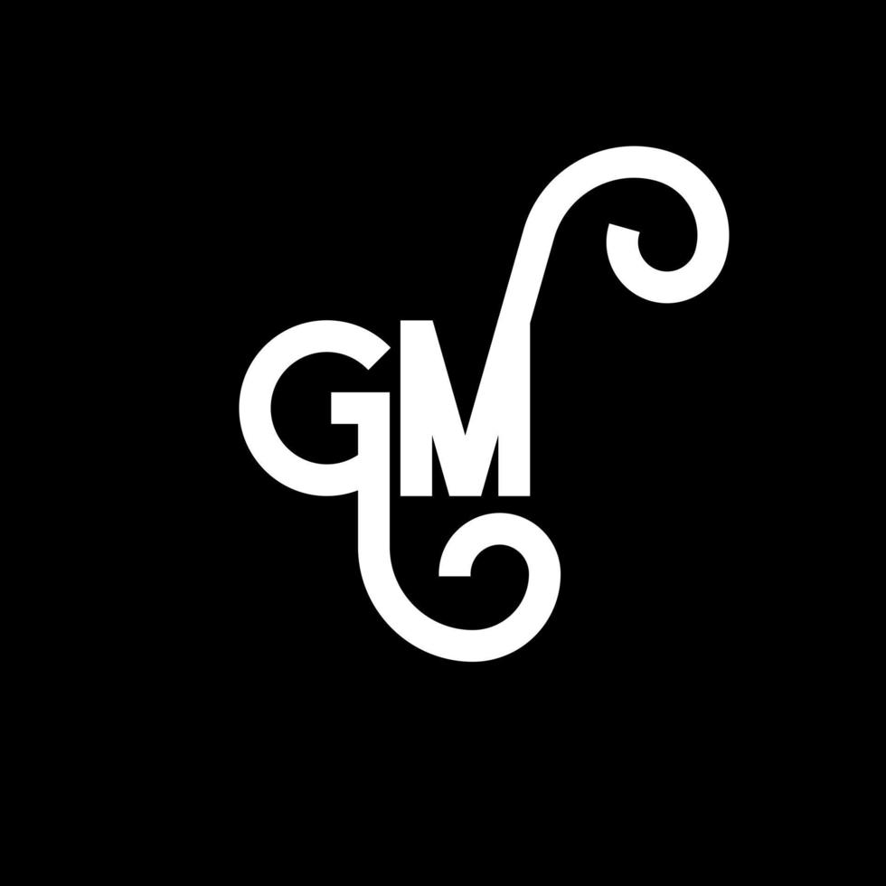 diseño de logotipo de letra gm sobre fondo negro. concepto de logotipo de letra de iniciales creativas gm. diseño de letra gm. gm diseño de letras blancas sobre fondo negro. gm, logotipo de gm vector