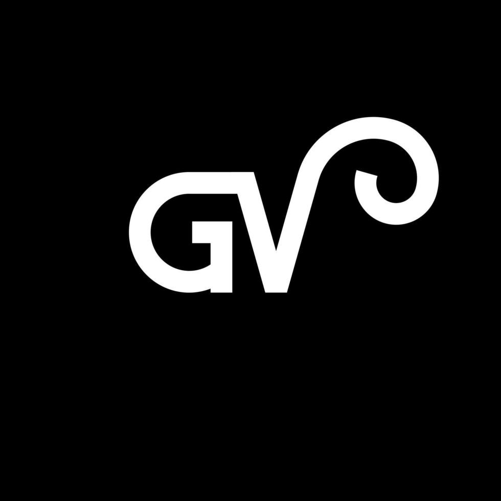 diseño de logotipo de letra gv sobre fondo negro. concepto de logotipo de letra de iniciales creativas gv. diseño de letra gv. gv diseño de letras blancas sobre fondo negro. gv, logotipo de gv vector