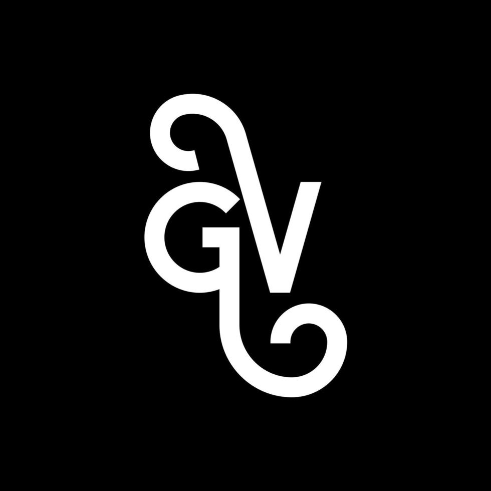 diseño de logotipo de letra gv sobre fondo negro. concepto de logotipo de letra de iniciales creativas gv. diseño de letra gv. gv diseño de letras blancas sobre fondo negro. gv, logotipo de gv vector