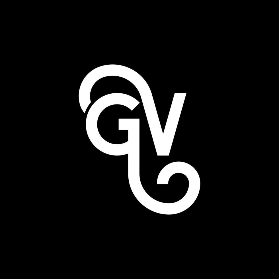 diseño de logotipo de letra gv sobre fondo negro. concepto de logotipo de letra de iniciales creativas gv. diseño de letra gv. gv diseño de letras blancas sobre fondo negro. gv, logotipo de gv vector