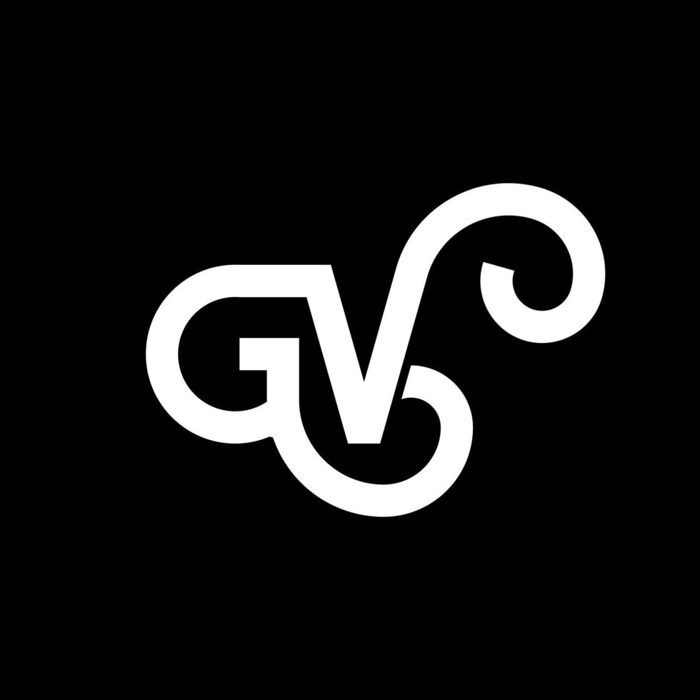 diseño de logotipo de letra gv sobre fondo negro. concepto de logotipo de letra de iniciales creativas gv. diseño de letra gv. gv diseño de letras blancas sobre fondo negro. gv, logotipo de gv vector