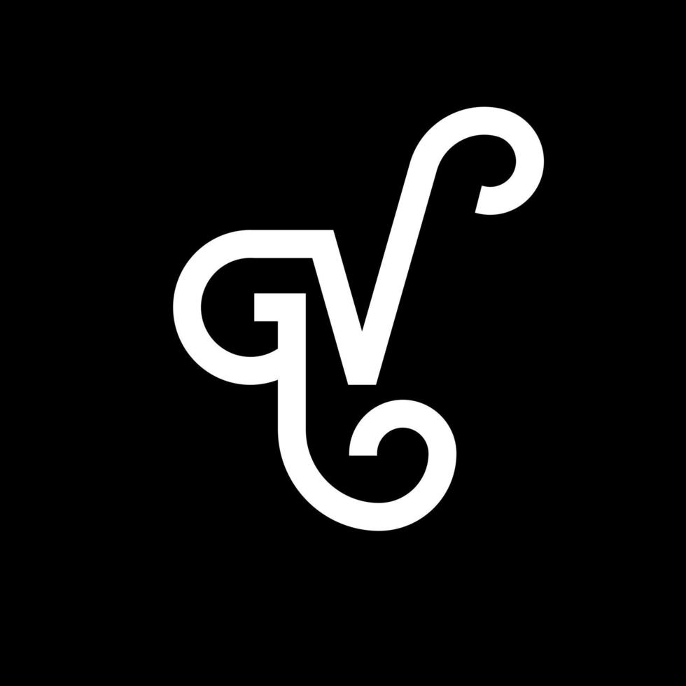 diseño de logotipo de letra gv sobre fondo negro. concepto de logotipo de letra de iniciales creativas gv. diseño de letra gv. gv diseño de letras blancas sobre fondo negro. gv, logotipo de gv vector