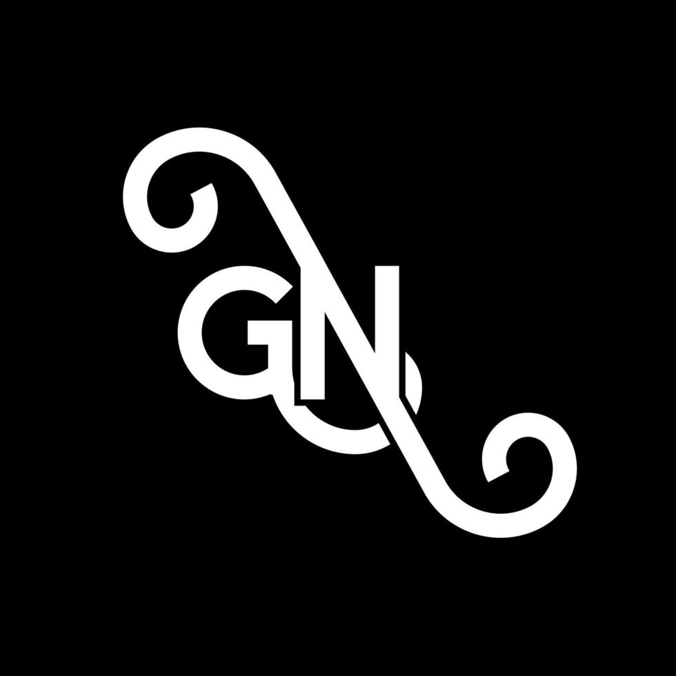 diseño de logotipo de letra gn sobre fondo negro. concepto de logotipo de letra de iniciales creativas gn. diseño de letra gn. gn diseño de letra blanca sobre fondo negro. gn, logotipo de gn vector