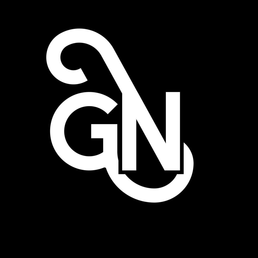 diseño de logotipo de letra gn sobre fondo negro. concepto de logotipo de letra de iniciales creativas gn. diseño de letra gn. gn diseño de letra blanca sobre fondo negro. gn, logotipo de gn vector