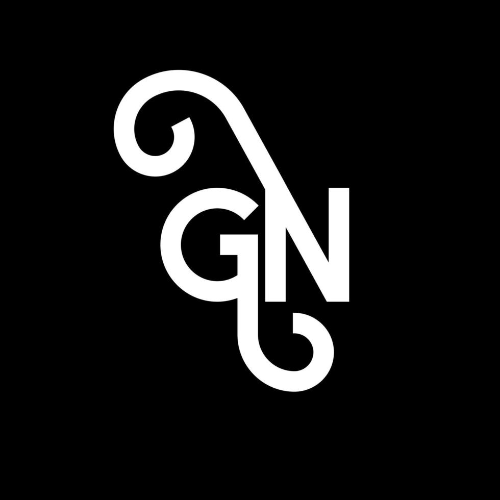 diseño de logotipo de letra gn sobre fondo negro. concepto de logotipo de letra de iniciales creativas gn. diseño de letra gn. gn diseño de letra blanca sobre fondo negro. gn, logotipo de gn vector