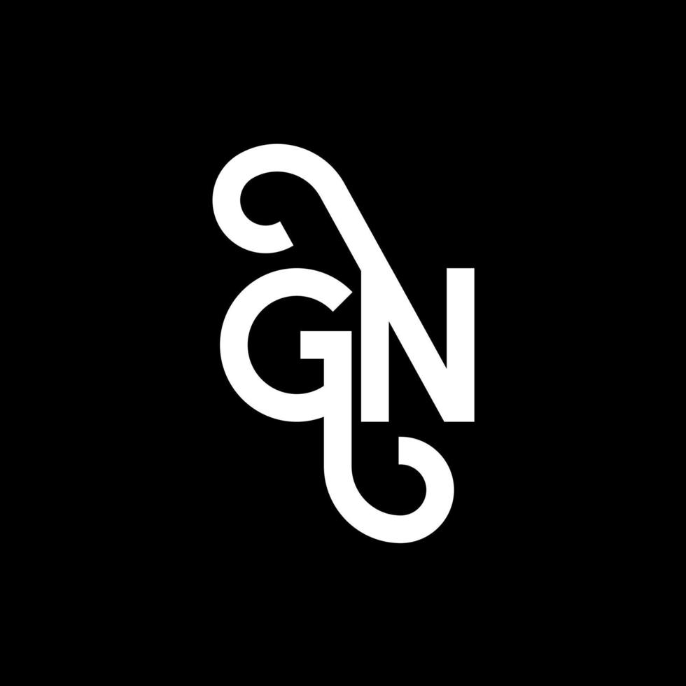 GN letter logo design on black background. GN creative initials letter logo concept. gn letter design. GN white letter design on black background. G N, g n logo vector