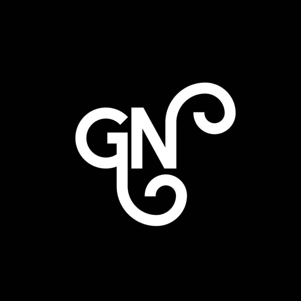 GN letter logo design on black background. GN creative initials letter logo concept. gn letter design. GN white letter design on black background. G N, g n logo vector