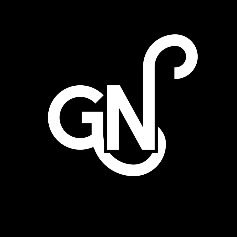 diseño de logotipo de letra gn sobre fondo negro. concepto de logotipo de letra de iniciales creativas gn. diseño de letra gn. gn diseño de letra blanca sobre fondo negro. gn, logotipo de gn vector