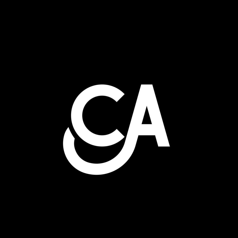 diseño de logotipo de letra ca sobre fondo negro. concepto creativo del logotipo de la letra de las iniciales de ca. diseño de letras ca. ca diseño de letras blancas sobre fondo negro. ca, ca logotipo vector