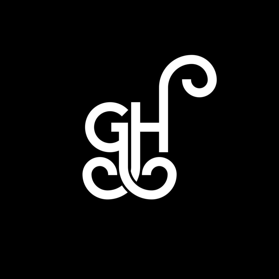 diseño del logotipo de la letra gh sobre fondo negro. concepto de logotipo de letra de iniciales creativas gh. diseño de letras gh. gh diseño de letras blancas sobre fondo negro. logotipo de gh, gh vector