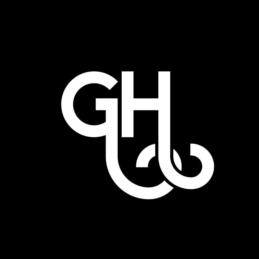 GH letter logo design on black background. GH creative initials letter logo concept. gh letter design. GH white letter design on black background. G H, g h logo vector