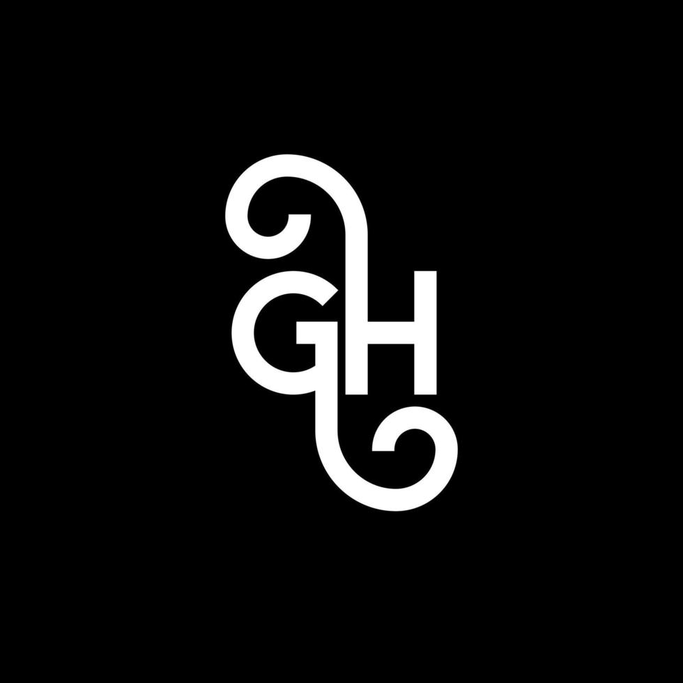 diseño del logotipo de la letra gh sobre fondo negro. concepto de logotipo de letra de iniciales creativas gh. diseño de letras gh. gh diseño de letras blancas sobre fondo negro. logotipo de gh, gh vector
