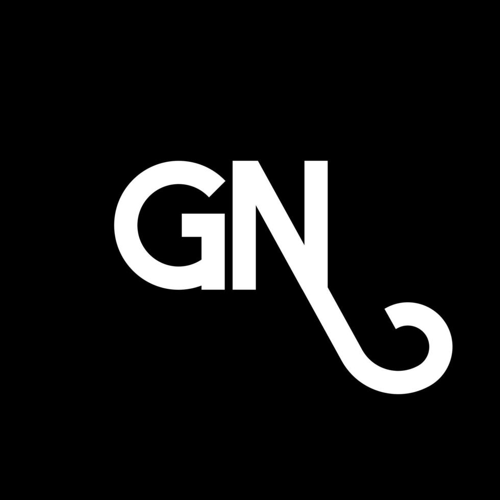 GN letter logo design on black background. GN creative initials letter logo concept. gn letter design. GN white letter design on black background. G N, g n logo vector