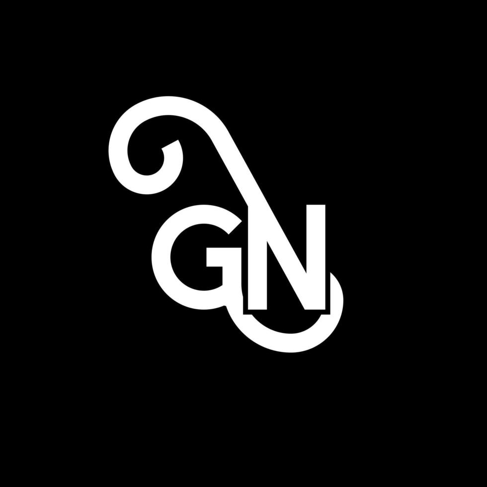 diseño de logotipo de letra gn sobre fondo negro. concepto de logotipo de letra de iniciales creativas gn. diseño de letra gn. gn diseño de letra blanca sobre fondo negro. gn, logotipo de gn vector