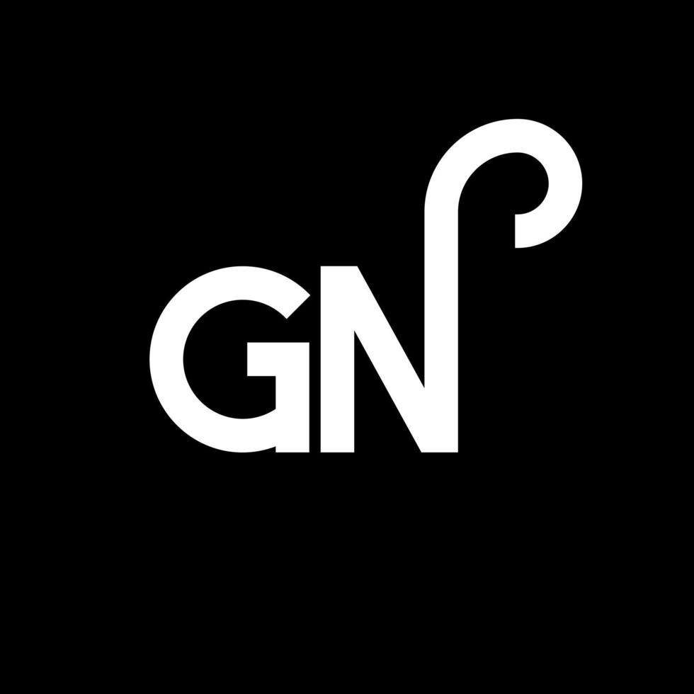 diseño de logotipo de letra gn sobre fondo negro. concepto de logotipo de letra de iniciales creativas gn. diseño de letra gn. gn diseño de letra blanca sobre fondo negro. gn, logotipo de gn vector