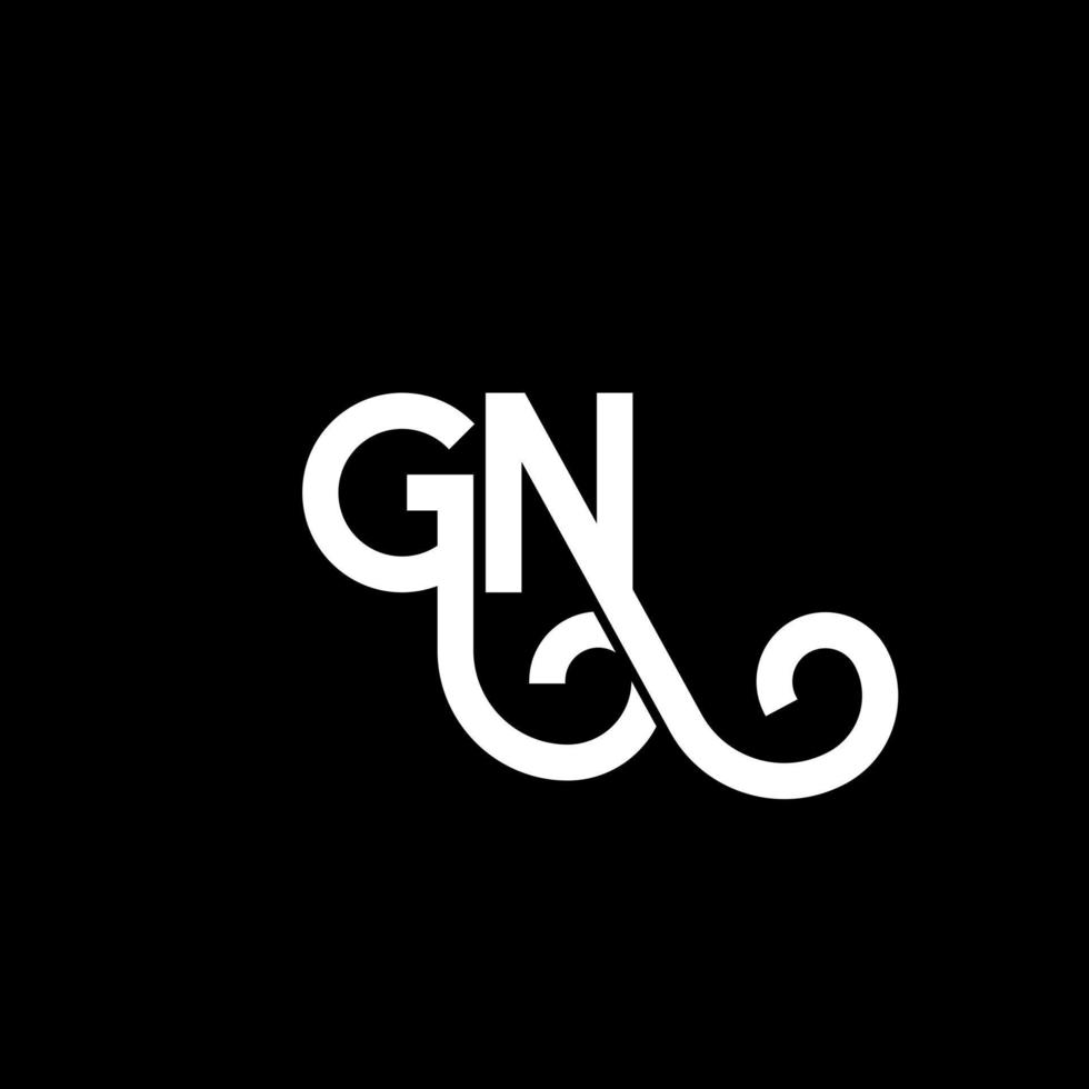 GN letter logo design on black background. GN creative initials letter logo concept. gn letter design. GN white letter design on black background. G N, g n logo vector