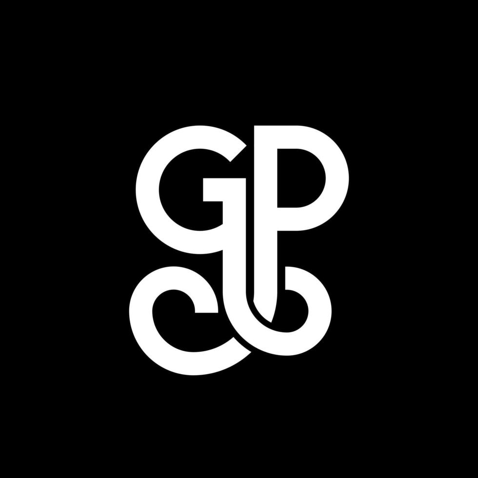 diseño de logotipo de letra gp sobre fondo negro. concepto de logotipo de letra de iniciales creativas gp. diseño de carta gp. gp diseño de letras blancas sobre fondo negro. gp, logotipo de gp vector