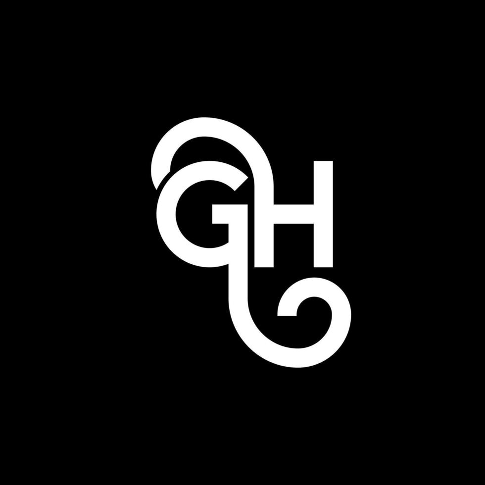 GH letter logo design on black background. GH creative initials letter logo concept. gh letter design. GH white letter design on black background. G H, g h logo vector