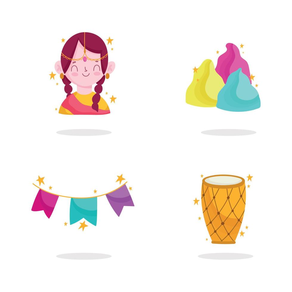 happy holi icons vector