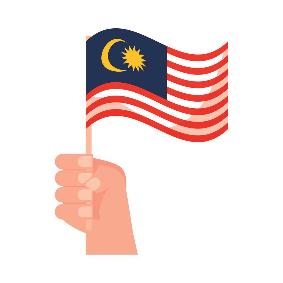 hand with flag of malaysia vector