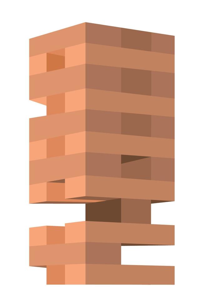 wooden block tower game vector