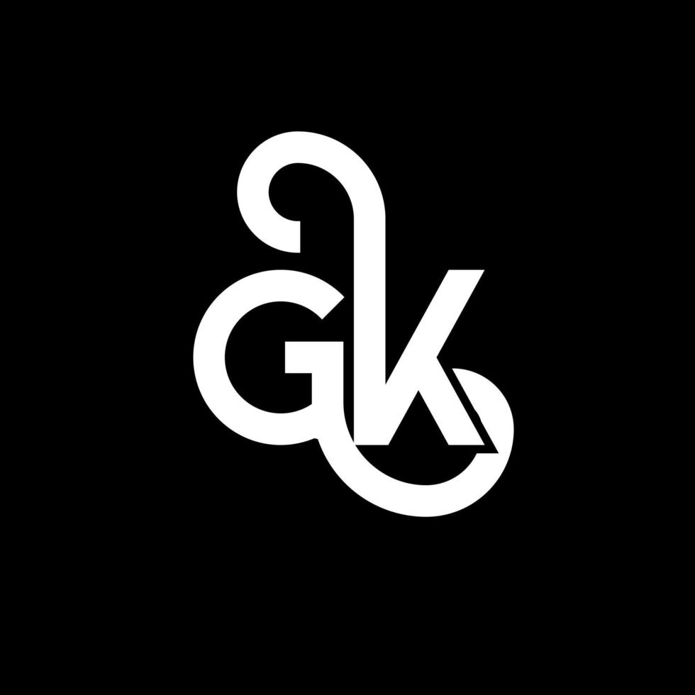 diseño de logotipo de letra gk sobre fondo negro. concepto de logotipo de letra de iniciales creativas gk. diseño de letras gk. gk diseño de letras blancas sobre fondo negro. logotipo de gk, gk vector