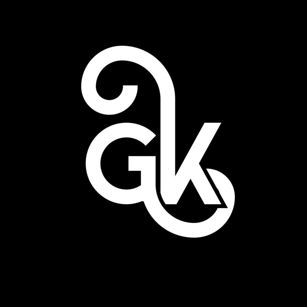 diseño de logotipo de letra gk sobre fondo negro. concepto de logotipo de letra de iniciales creativas gk. diseño de letras gk. gk diseño de letras blancas sobre fondo negro. logotipo de gk, gk vector