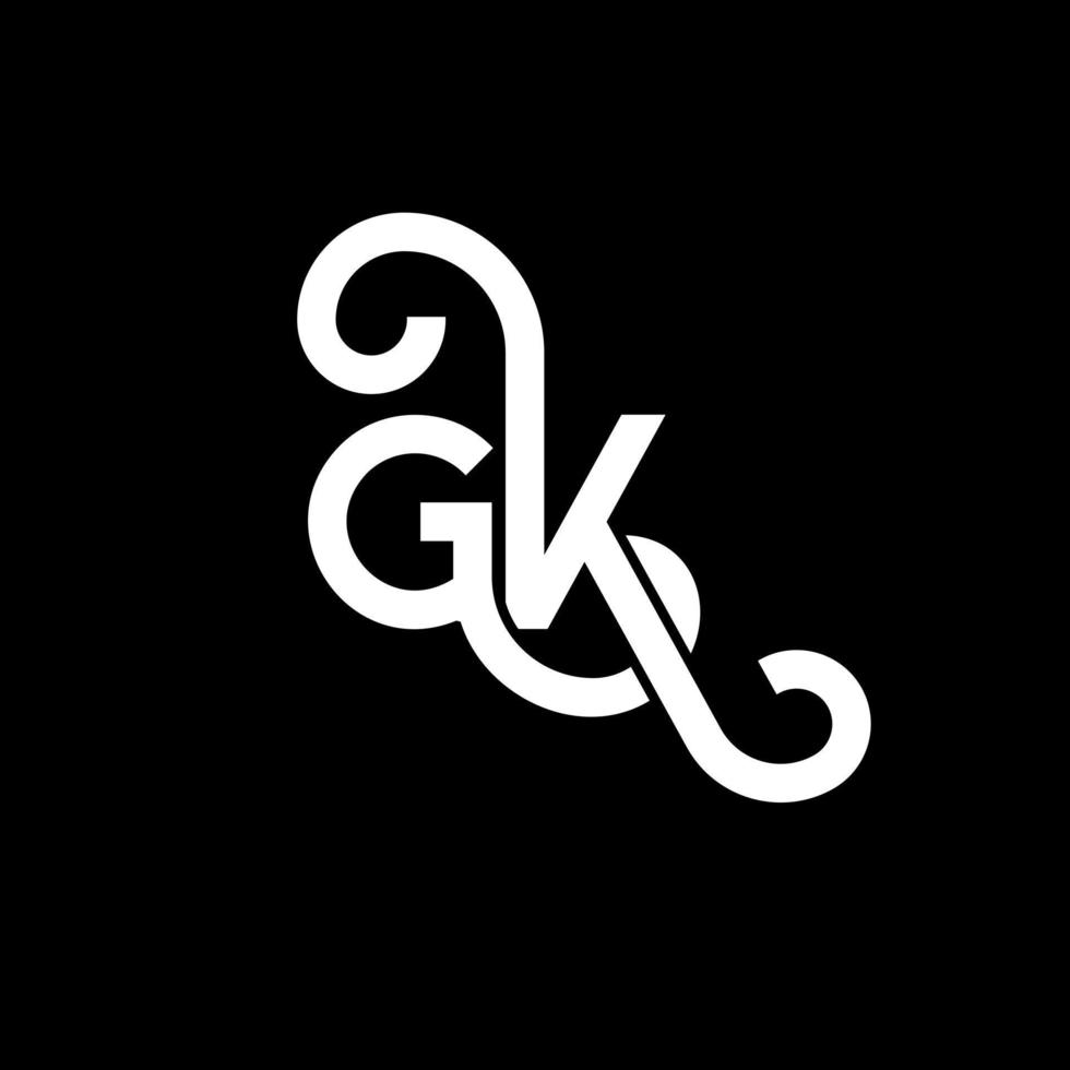 diseño de logotipo de letra gk sobre fondo negro. concepto de logotipo de letra de iniciales creativas gk. diseño de letras gk. gk diseño de letras blancas sobre fondo negro. logotipo de gk, gk vector