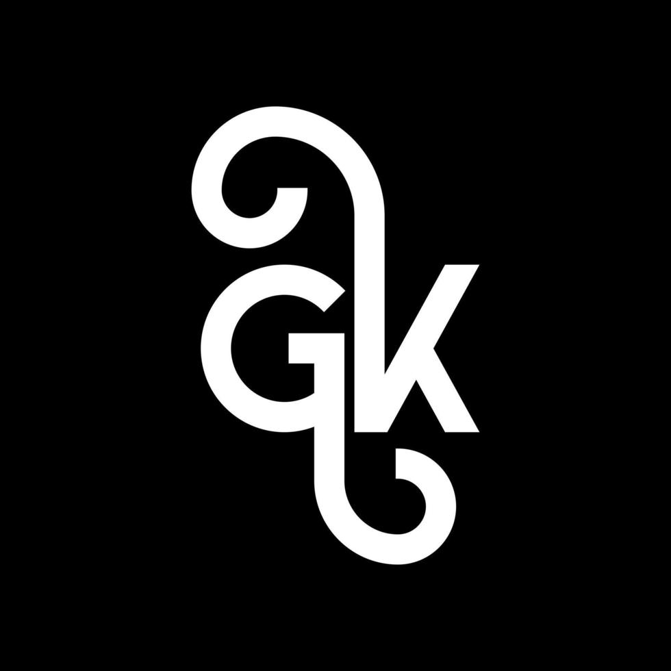 diseño de logotipo de letra gk sobre fondo negro. concepto de logotipo de letra de iniciales creativas gk. diseño de letras gk. gk diseño de letras blancas sobre fondo negro. logotipo de gk, gk vector