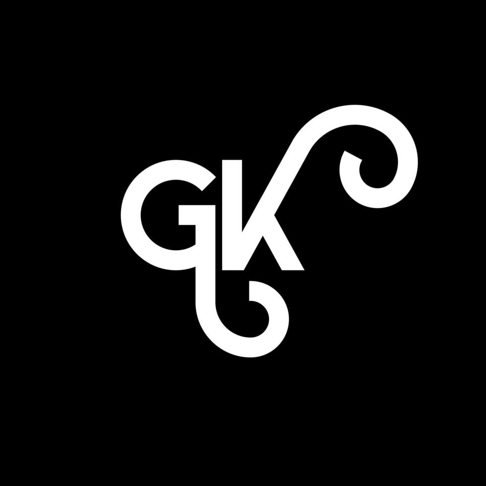 diseño de logotipo de letra gk sobre fondo negro. concepto de logotipo de letra de iniciales creativas gk. diseño de letras gk. gk diseño de letras blancas sobre fondo negro. logotipo de gk, gk vector