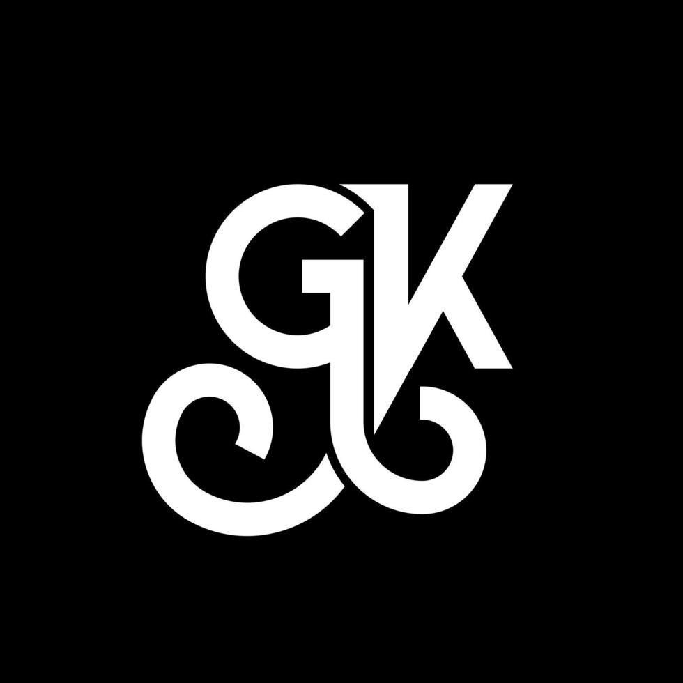 diseño de logotipo de letra gk sobre fondo negro. concepto de logotipo de letra de iniciales creativas gk. diseño de letras gk. gk diseño de letras blancas sobre fondo negro. logotipo de gk, gk vector
