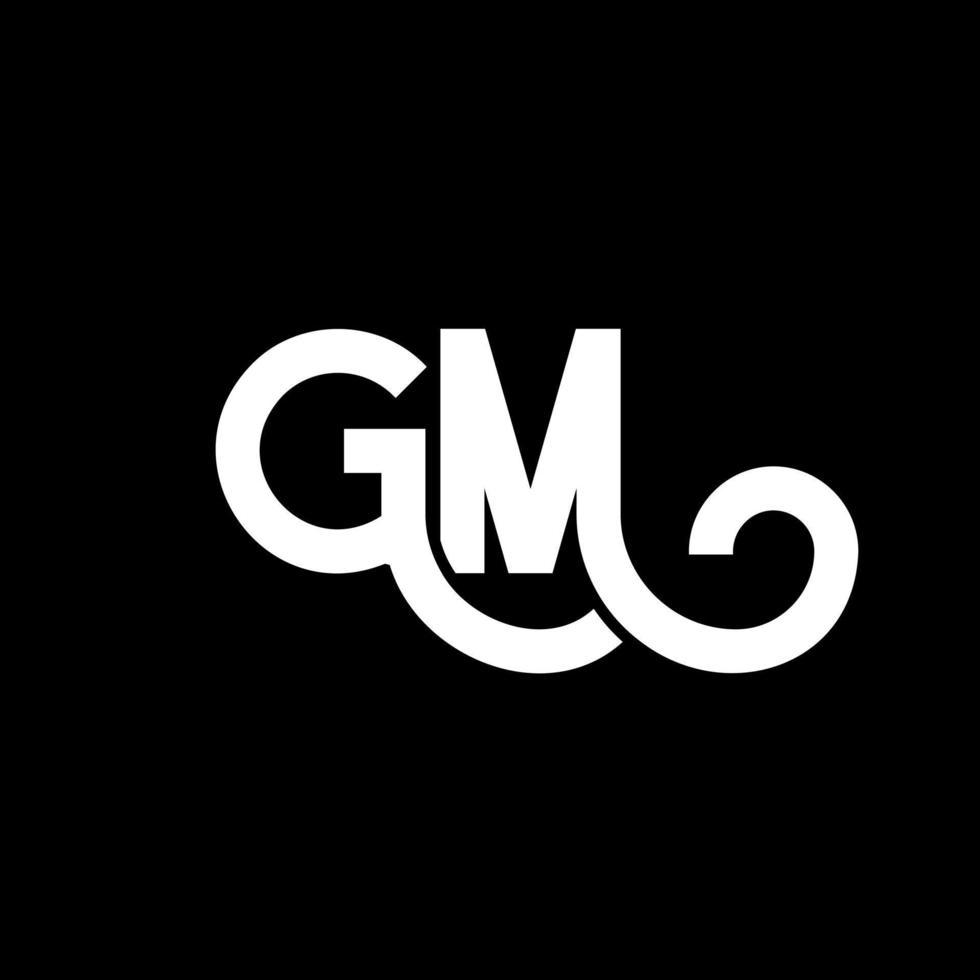 diseño de logotipo de letra gm sobre fondo negro. concepto de logotipo de letra de iniciales creativas gm. diseño de letra gm. gm diseño de letras blancas sobre fondo negro. gm, logotipo de gm vector