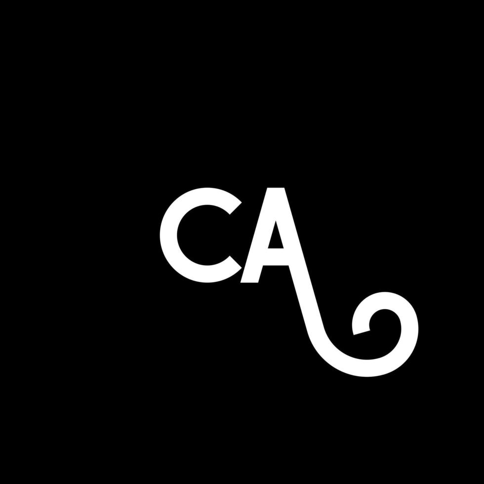 diseño de logotipo de letra ca sobre fondo negro. concepto creativo del logotipo de la letra de las iniciales de ca. diseño de letras ca. ca diseño de letras blancas sobre fondo negro. ca, ca logotipo vector