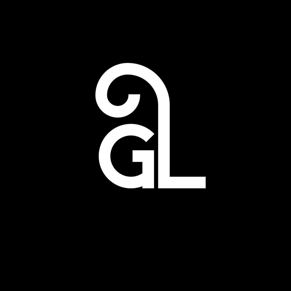 diseño de logotipo de letra gl sobre fondo negro. concepto de logotipo de letra de iniciales creativas gl. diseño de letras gl. gl diseño de letras blancas sobre fondo negro. gl, logotipo de gl vector