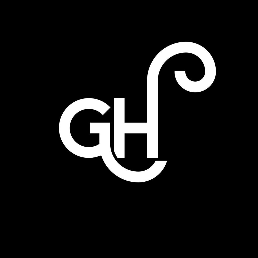 GH letter logo design on black background. GH creative initials letter logo concept. gh letter design. GH white letter design on black background. G H, g h logo vector