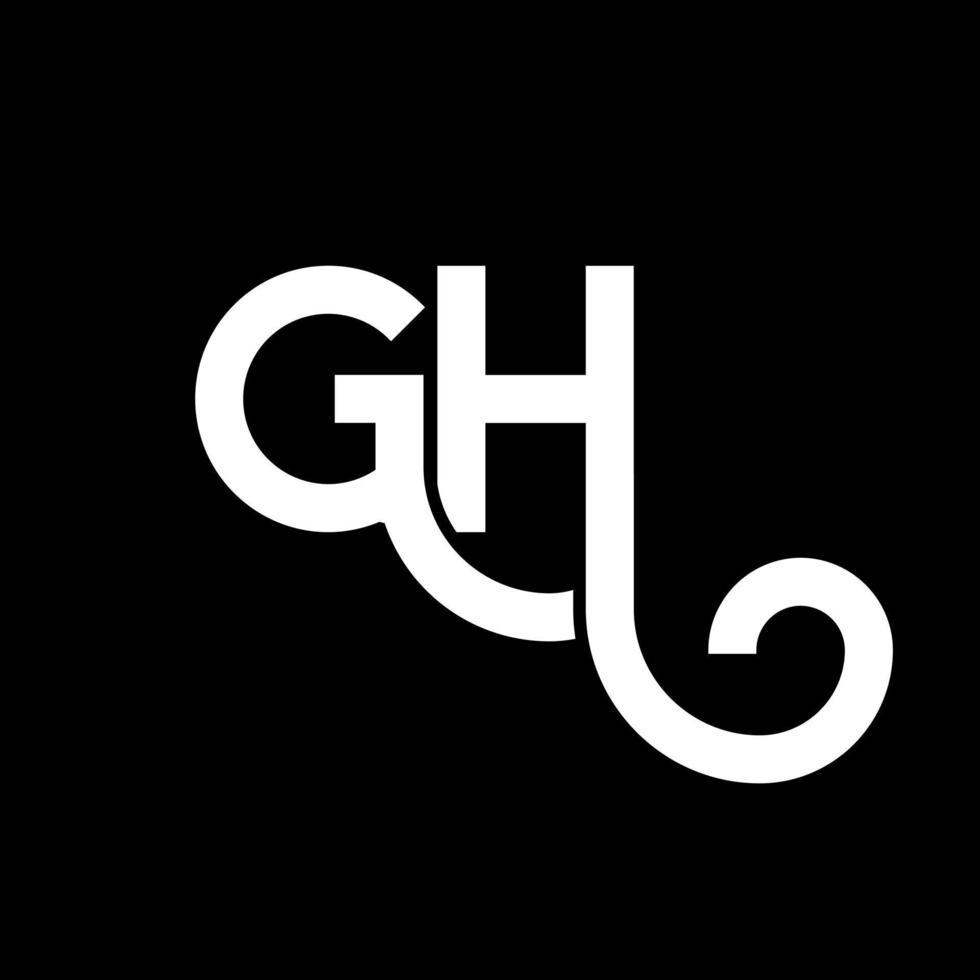 GH letter logo design on black background. GH creative initials letter logo concept. gh letter design. GH white letter design on black background. G H, g h logo vector